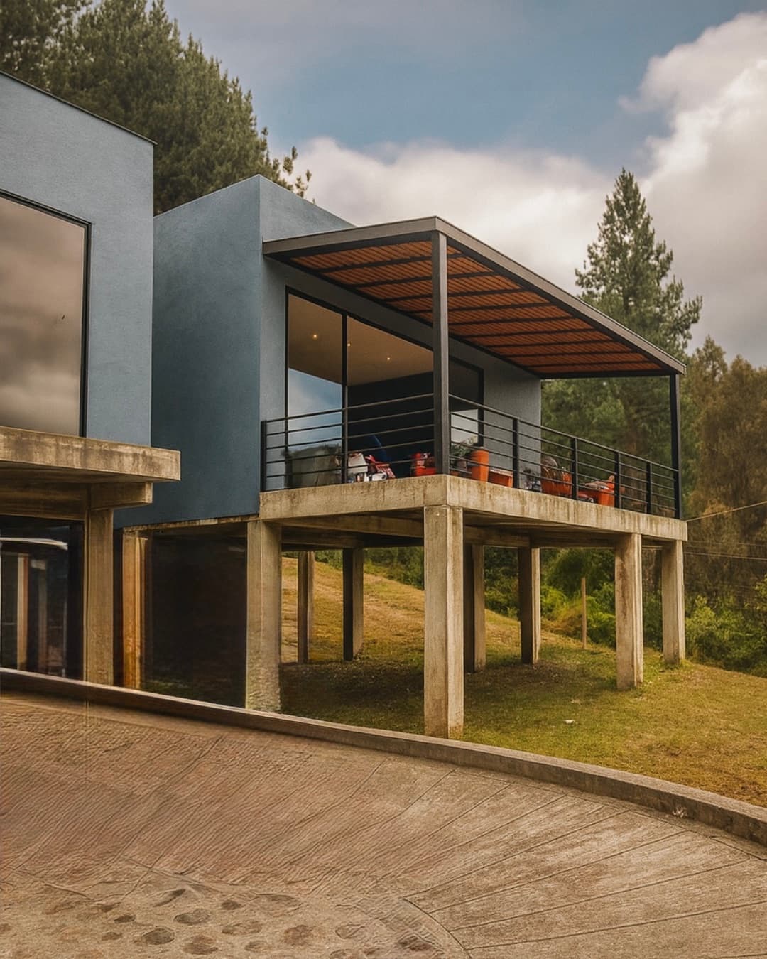 Casa Nariño contemporánea construida sobre un terreno inclinado