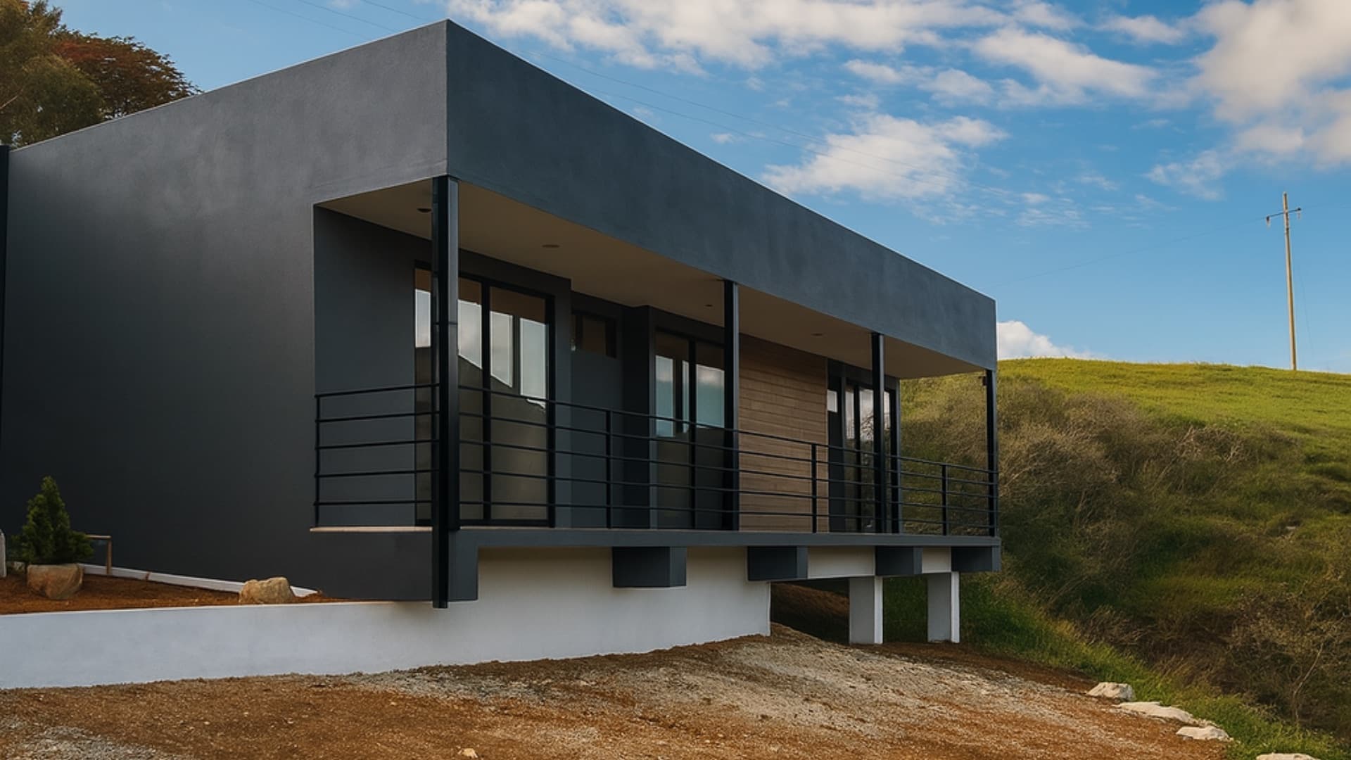 Proyecto Peñas Pardas de líneas modernas en un paisaje campestre